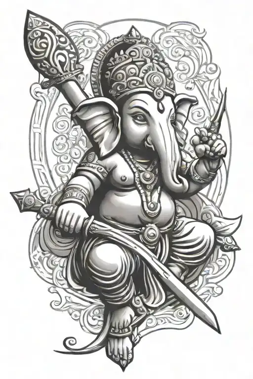 Ganesh Holding Sword