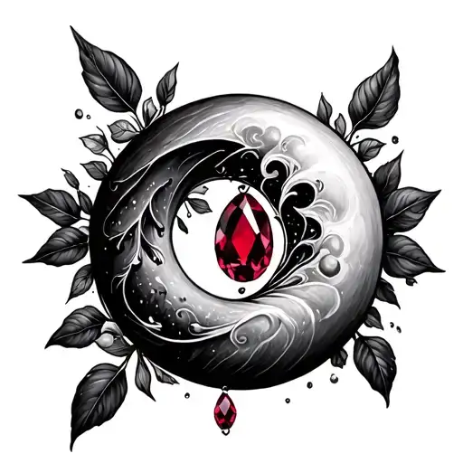 Crescent Moon With Ruby Stone