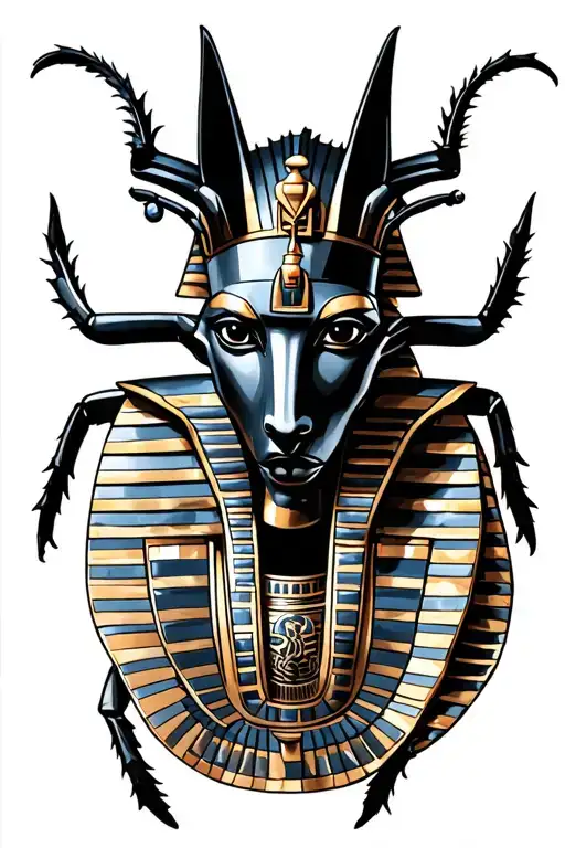 King Tut Anubis And Egyptian Beetle