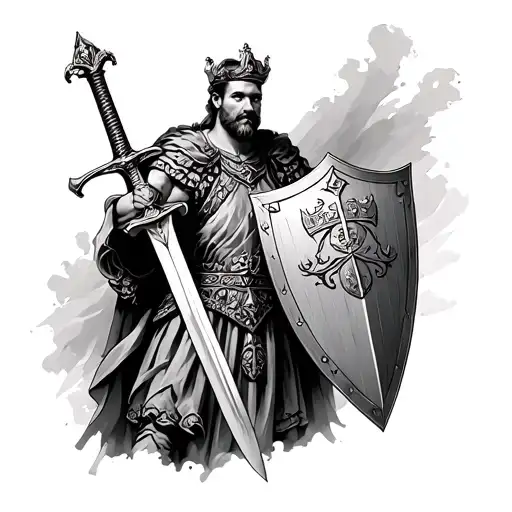 King Tomislav Croatia With Sword And Shield