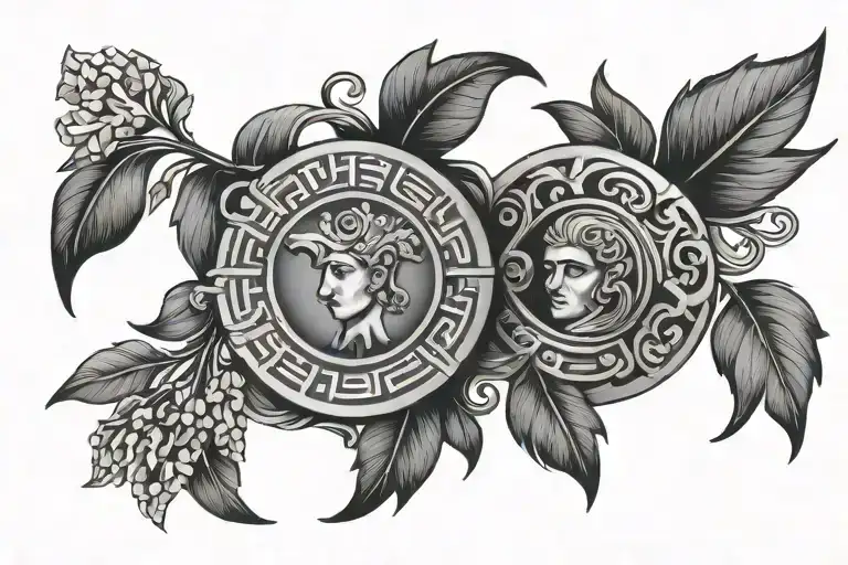 Conceptual Tattoo Design With Words And Greek Elements