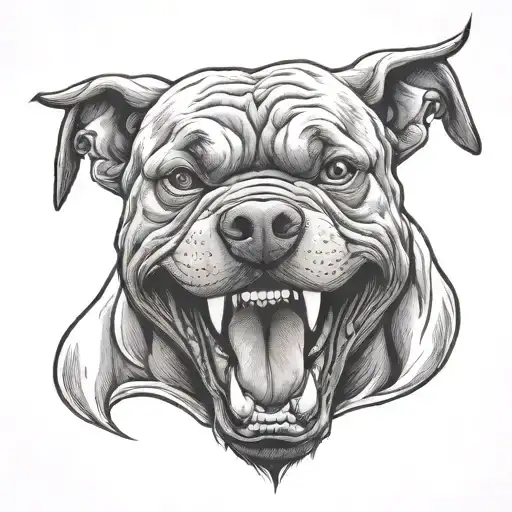 Angry Pitbull Dog Showing Devil Teeth