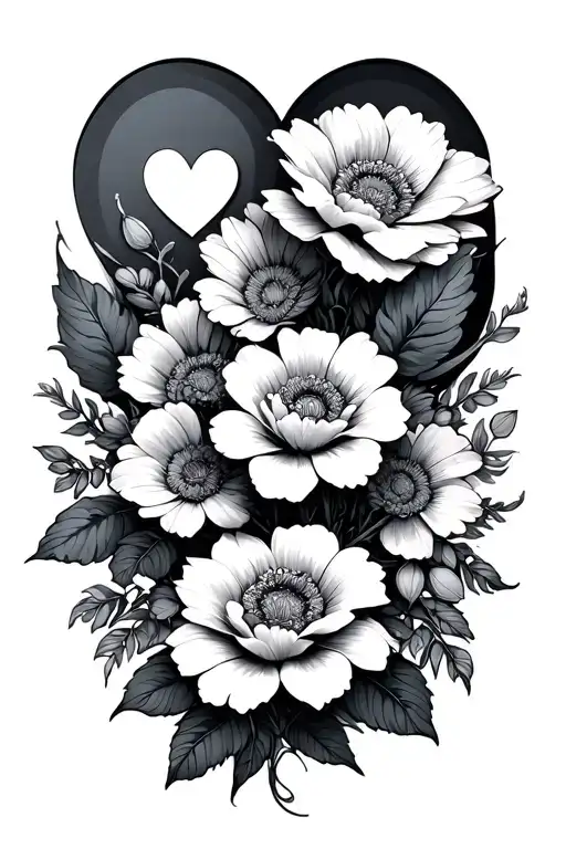 Flowers And Hearts Surrounded