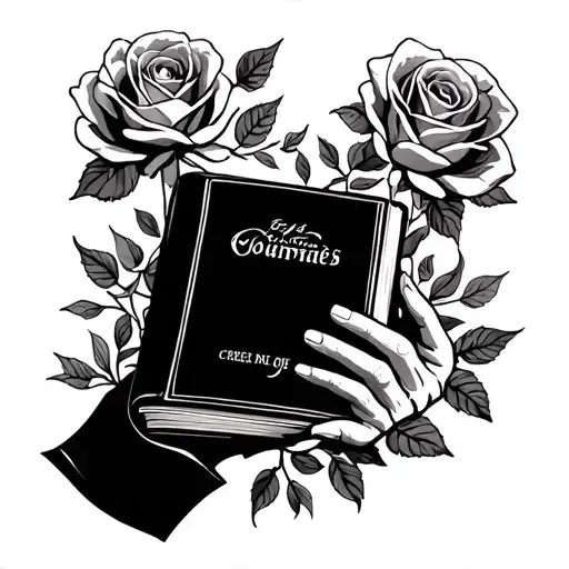 Hand Holding A Bible Surrounded By Roses