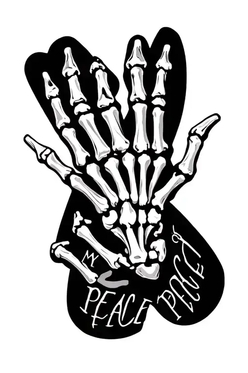 My Peace In Words With Skeleton Hands On My Fingers