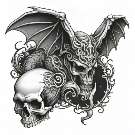 Skull And Mythical Creature