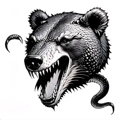 Bear Crushing Snake Head