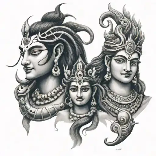Shiva Trishul And Krishna Basari Create A Combine Design