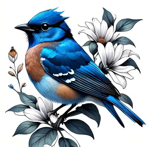 Bluebird On Flower