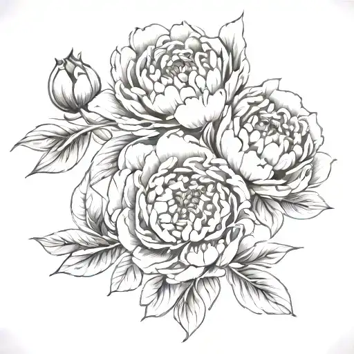 Three Peony Flowers