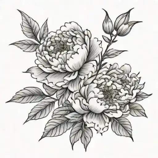 Three Peony Flowers Next Each Other