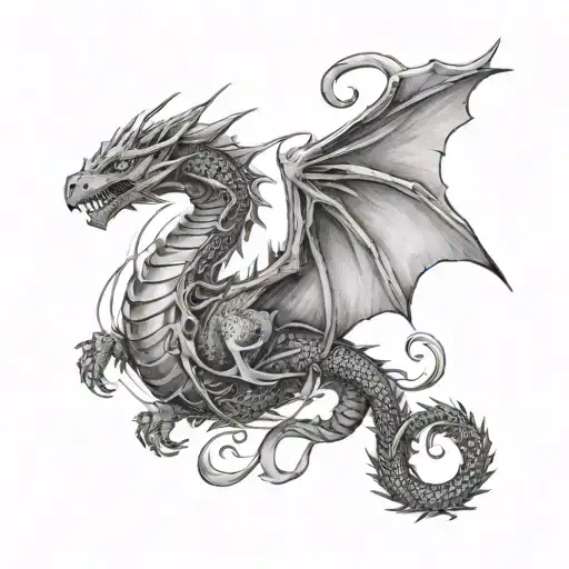 A Dragon Flying In The Shape Of A Cancer Ribbon