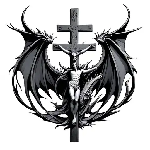 A Crucifix Surrounded By A Dragon