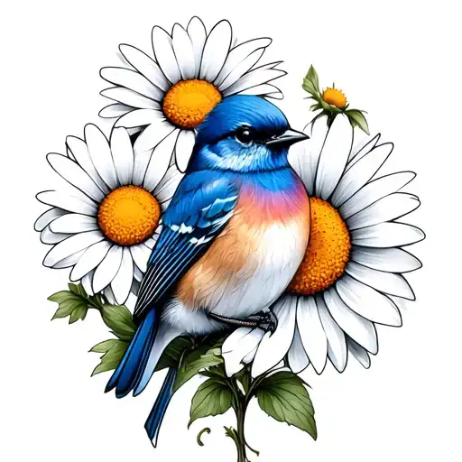 Bluebird With Daisy