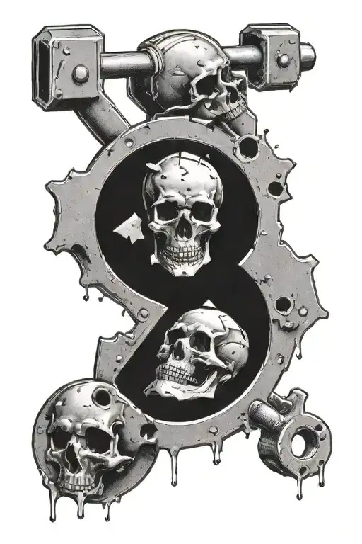 A Weight Plate With Bullet Holes And A Skull In The Middle