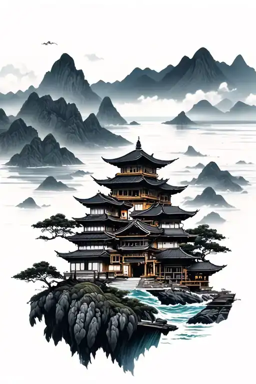 Asia Buildings Mountains And Ocean