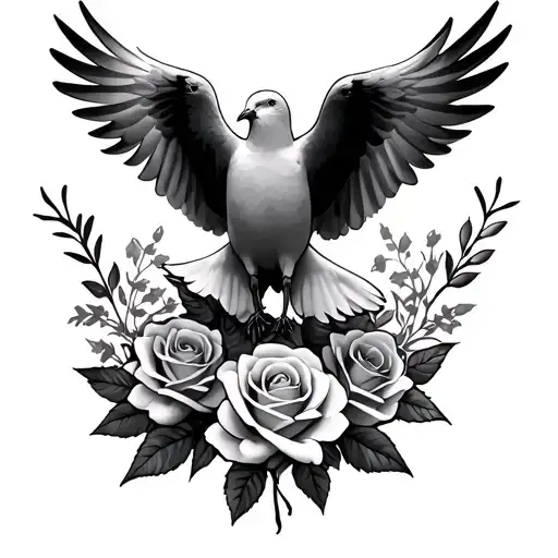 Half Sleeve Memorial With Doves And Roses