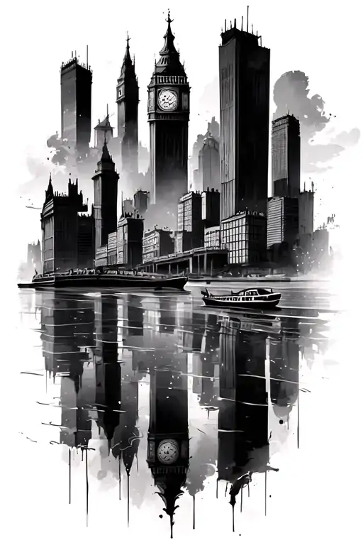 Libya And London Skylines Reflecting