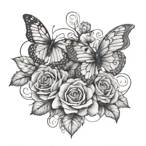 Shynice With Roses And Butterfly