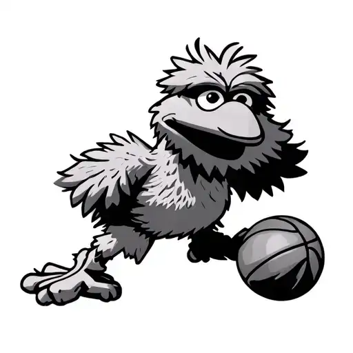 Big Bird Plaza Sesamo Playing Basketball
