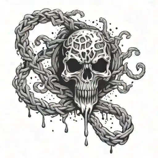 Oroborus Tied Into A Noose Ink Splatter