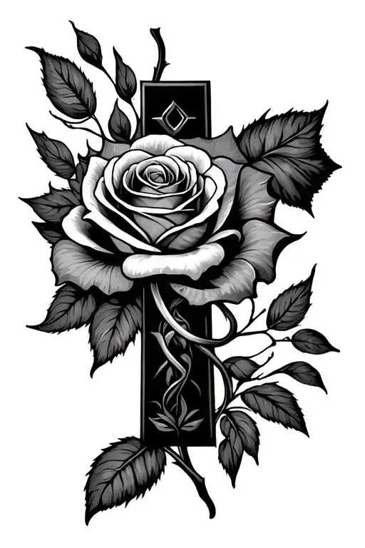 Cross With Rose Intertwined