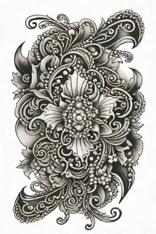 Tummy Tuck Tattoo With Jewels That Go Down To The Thigh