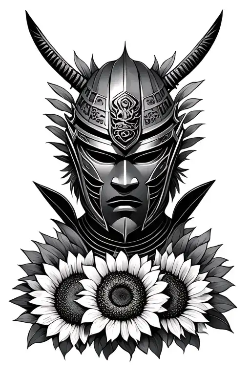 Edo Samurai Mask With Sunflower Armour