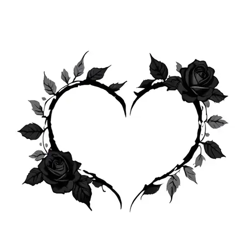 Broken Heart Black Roses Intertwined