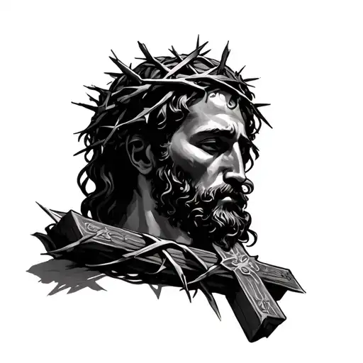 Christian Cross With Crown Of Thorns