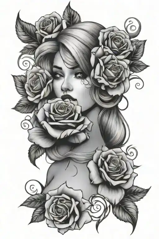Roses And Sexy Face