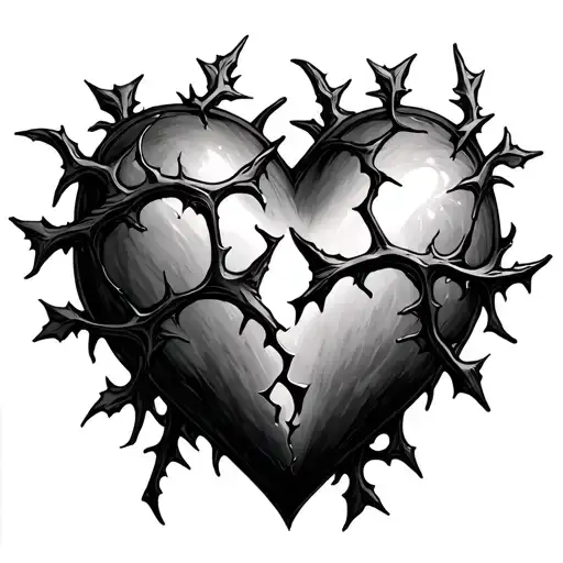Broken Heart With Thorn Vine