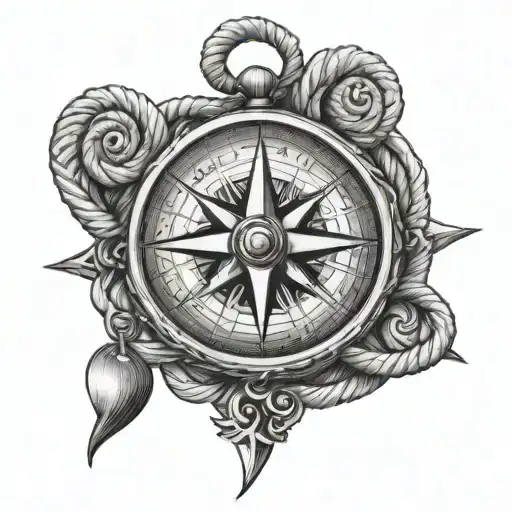 Compass Heart Rope Winding In Shape