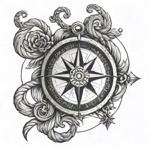 Compass Heart Rope Winding In Shape Surrounded