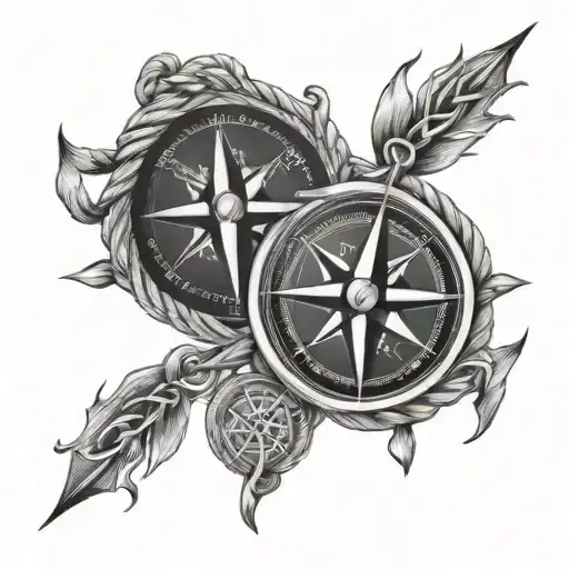 Compass Heart Rope Intertwined Hearts