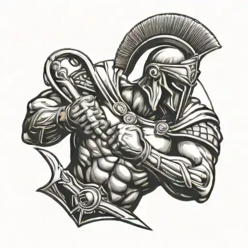 Strong Spartan Warrior Wielding A Sword