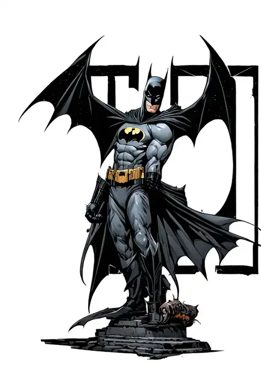 Batman With Dark Knight Bat Symbol With Pittsburgh As Gotham