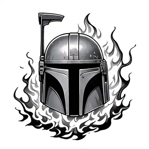 Boba Fett Helmet Engulfed In Flames