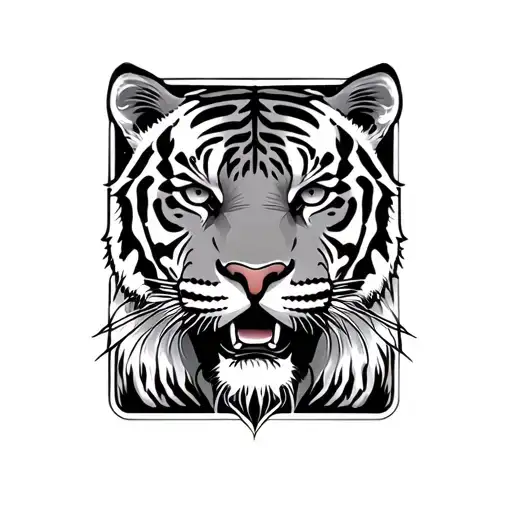 Tiger Tattoo Rectangle Frame
