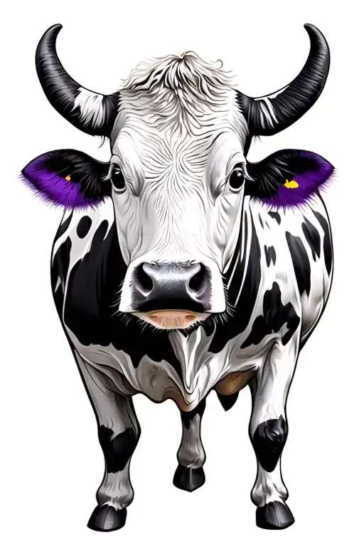 Portrait Of Adairy Cow With Purple Spots