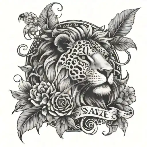 Snake Daises Quote Cross With Lion Mane Showcasing Strength