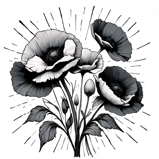 For The Fallen Poem With Poppies And Sun Beams Shining