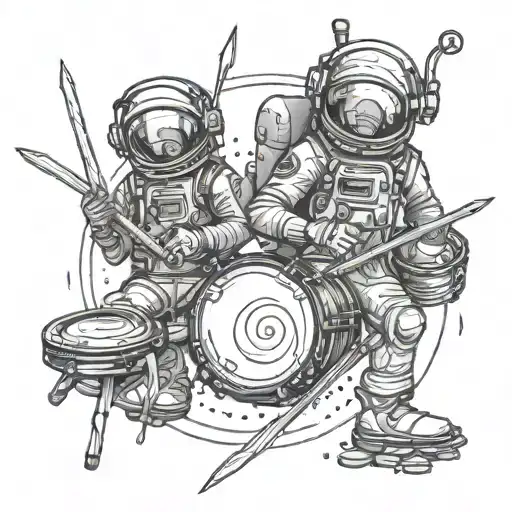 Astronaute And Drum Stick