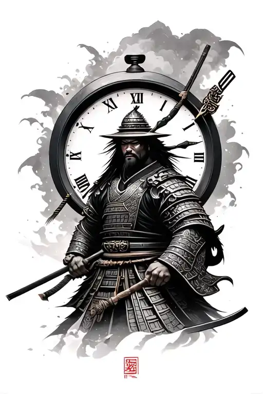 Samurai With Sand Clock
