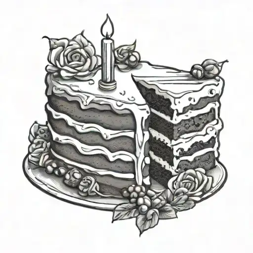 Slice Of Cake With Candles 357