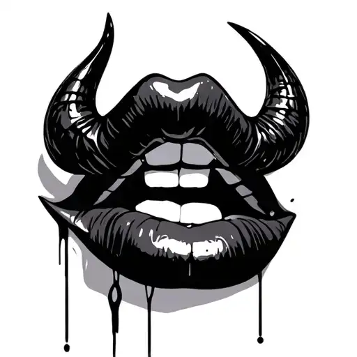 Lips Devilish Sexy With Horns