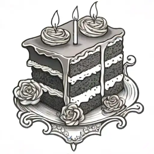 Slice Of Cake With Candles