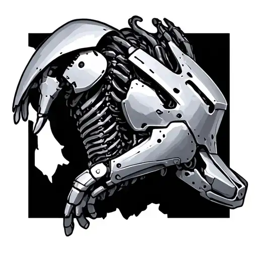Metal Exoskeleton From The Hand To The Shoulder Armor