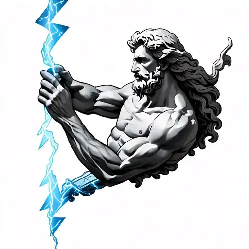 Zeus Holding Lightning Bolt