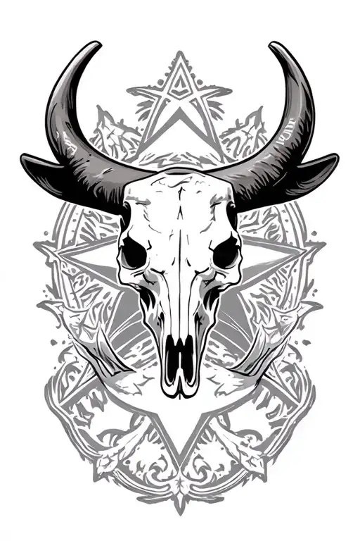Western Bull Skull Texas Star Cowboy Skull